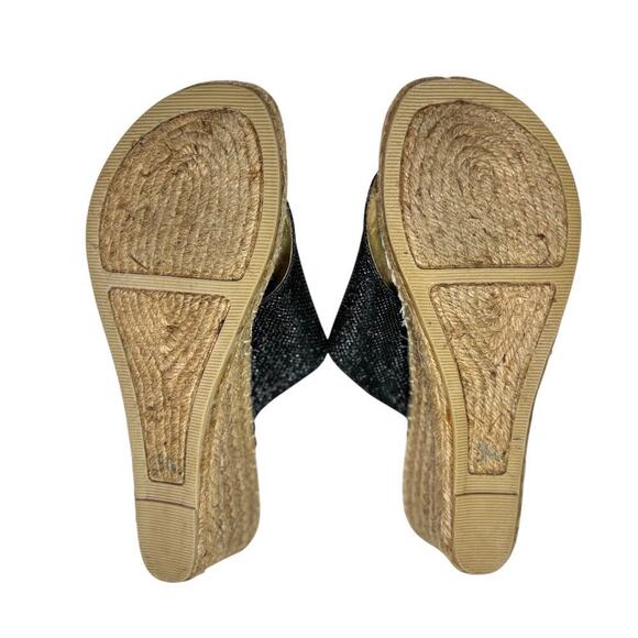 Croft & Barrow Black Shimmery Wedge Sandal/ Flip Flop/ Slip-On Shoe Women's 11 - Picture 8 of 10